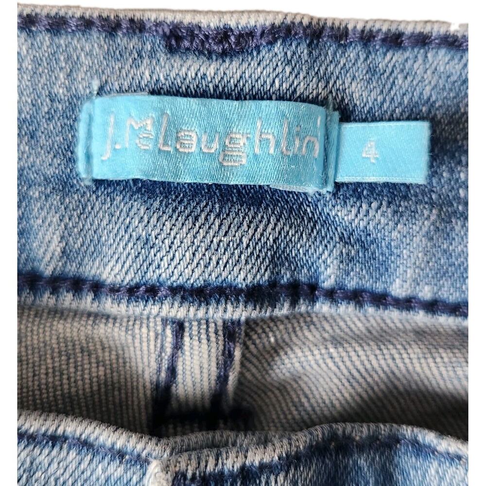 J Mclaughlin Mid Rise Straight Ankle Front Slit Denim Jeans Blue Women's Size 4 - Picture 3 of 7